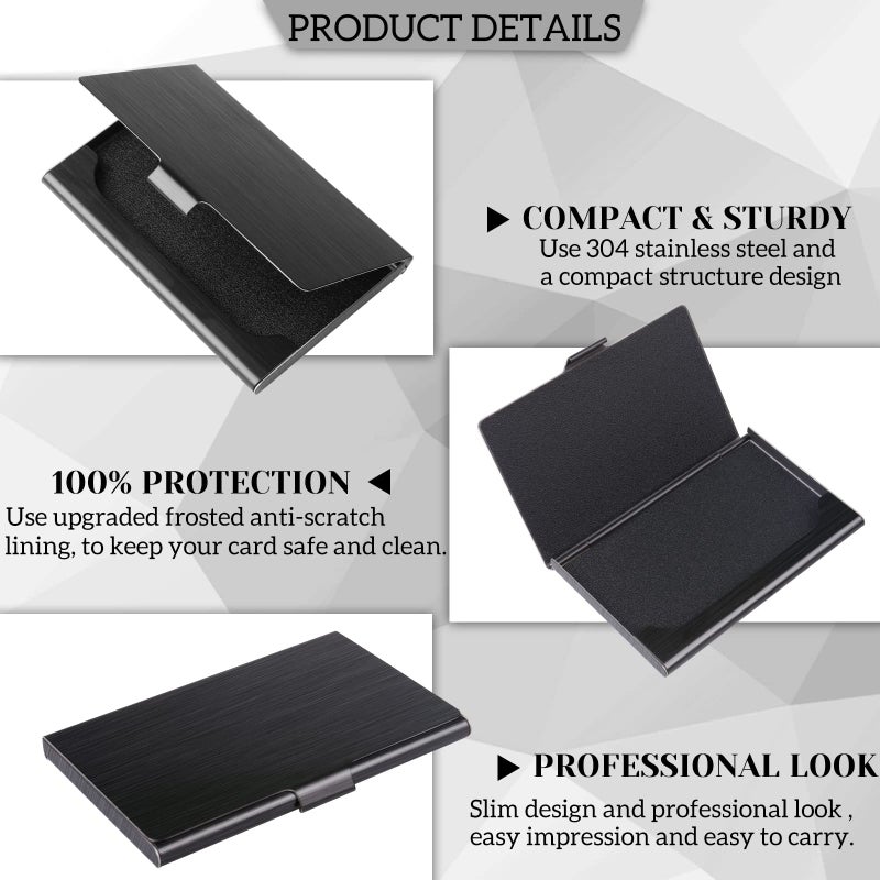 DMFLY Slim Business Card Case for Men & Women, Pocket Metal Case, Professional Stainless Steel Business Card Holders, Purse Name Card Holder, Buckle Style Shut, Black - Image 3