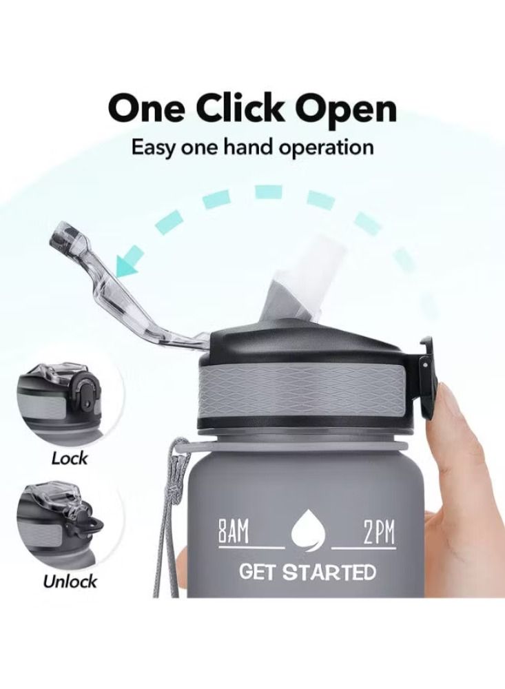 Dream Zone Raptors 1L 32Oz Motivational Time Marker Water Bottle with Carry Strap, Sports Water Bottle with Times to Drink & Lock Cover for Gym School and Outdoor Leak Proof Tritan BPA Free. - Image 1