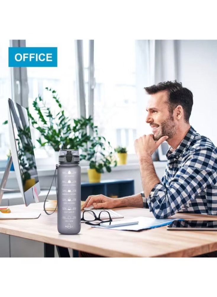 Dream Zone Raptors 1L 32Oz Motivational Time Marker Water Bottle with Carry Strap, Sports Water Bottle with Times to Drink & Lock Cover for Gym School and Outdoor Leak Proof Tritan BPA Free. - Image 3