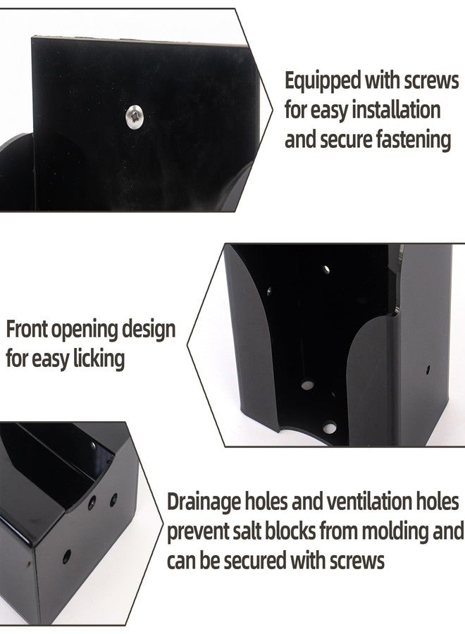 Dmnnlp 4 Pcs Salt Block Holder for 4lb Mineral Lick Brick, Plastic Salt Lick Holder with Screws, Wall Mount for Horses, Deer, Goats, Cattle - Horse Feeding Supplies (Black) - Image 3