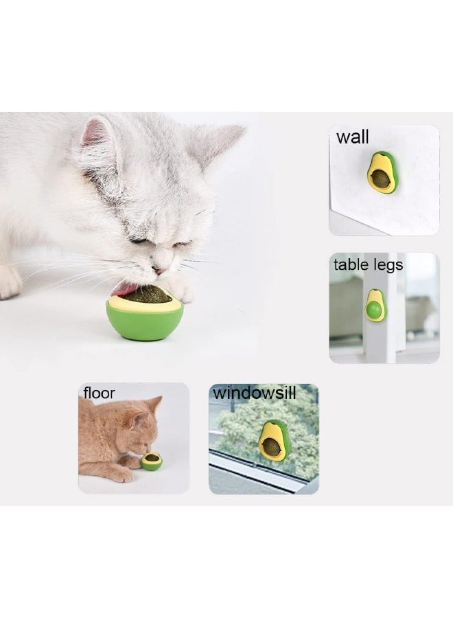 4 PCS Wall Ball Toys for Cat, Natural Edible Licking Ball Catnip Wall Roller, Healthy Kitty Teeth Cleaning Dental Chew Toys, Pet Interactive Toys for Teeth Cleaning Deworming, Includes 2 Catnip Ball - Image 2