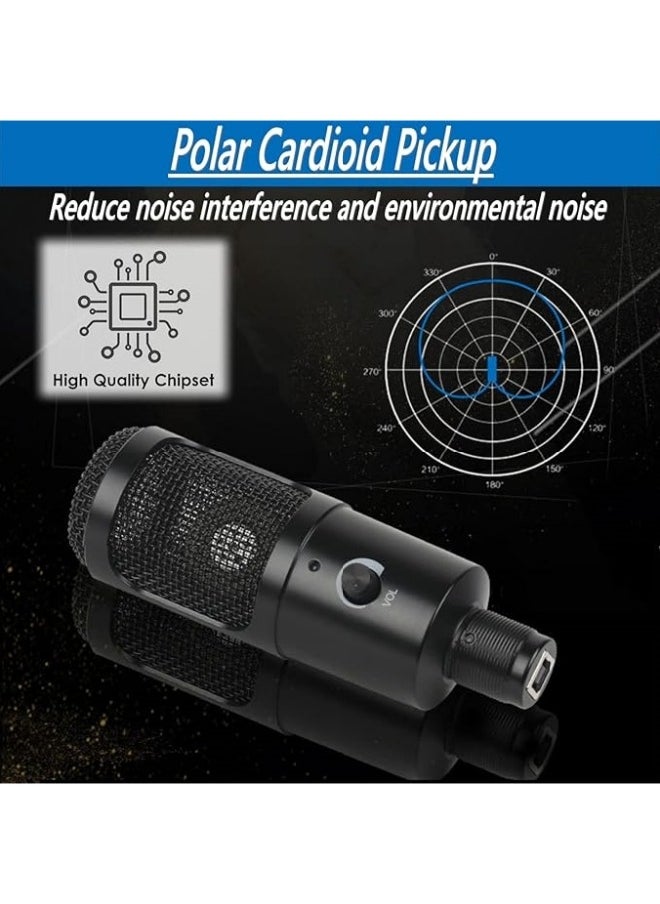 General - USB Microphone Plug and Play, Capacitor Microphone Cardioid Pickup PC Laptop Recording Microphone Portable and Lightweight, Microphone Set with Stand External Microphones - Image 1