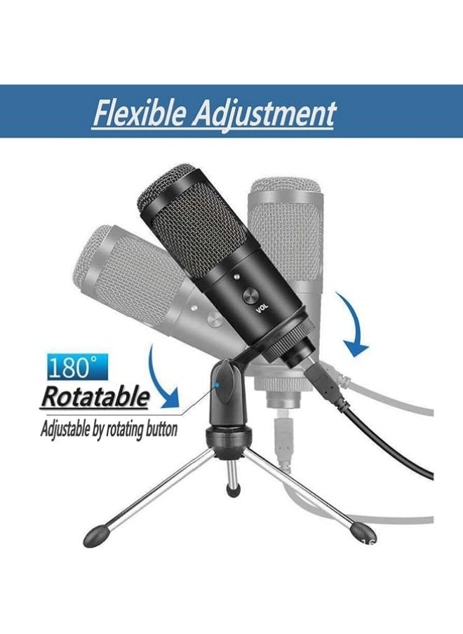 General - USB Microphone Plug and Play, Capacitor Microphone Cardioid Pickup PC Laptop Recording Microphone Portable and Lightweight, Microphone Set with Stand External Microphones - Image 1
