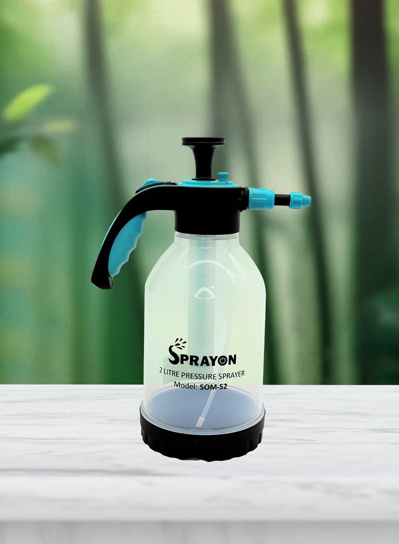 سبرايون SPRAYON بخاخ ضغط يدوي بسعة 2 لتر – متعدد الاستخدامات للحدائق، والتنظيف المنزلي، وغسيل السيارات مع فوهة قابلة للتعديل وعصا ممتدة - Image 1