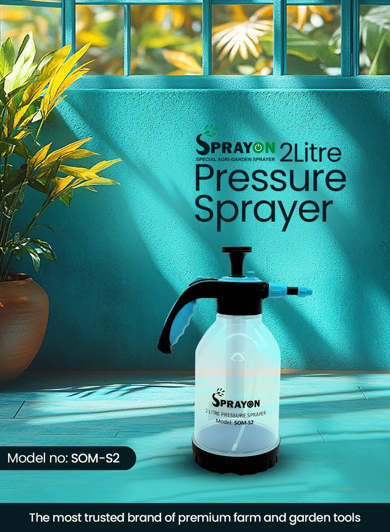 سبرايون SPRAYON بخاخ ضغط يدوي بسعة 2 لتر – متعدد الاستخدامات للحدائق، والتنظيف المنزلي، وغسيل السيارات مع فوهة قابلة للتعديل وعصا ممتدة - Image 2