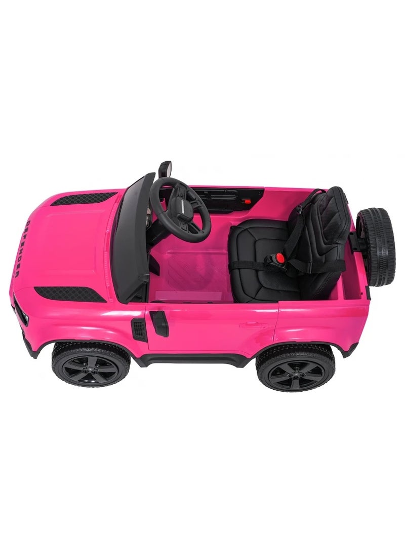 Land Rover Defender Licensed 12V Electric Ride-On Car for Kids, Pink, with 2.4GHz Parental Remote Control, Seat Belt & LED Lights - Image 2