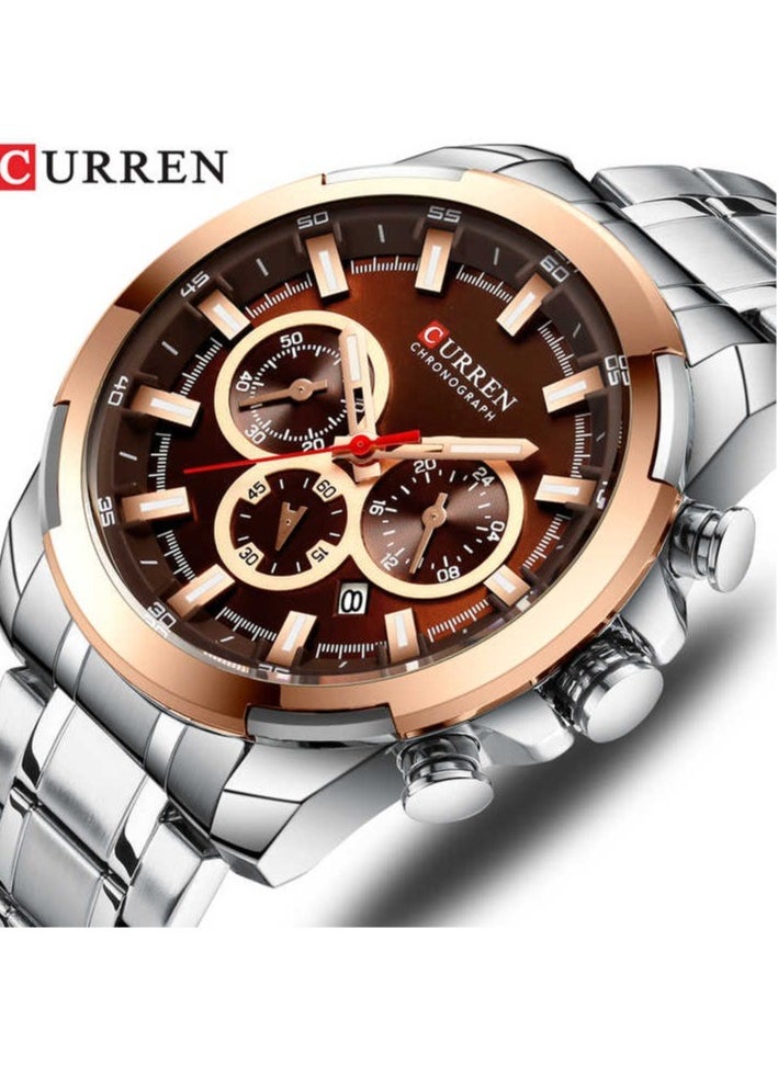 CURREN URREN 8361 New Stainless Steel Men's Watch  Fashion Chronograph Watches Casual Sports Wristwatch Men's Clock Reloj multifunction  - Image 1