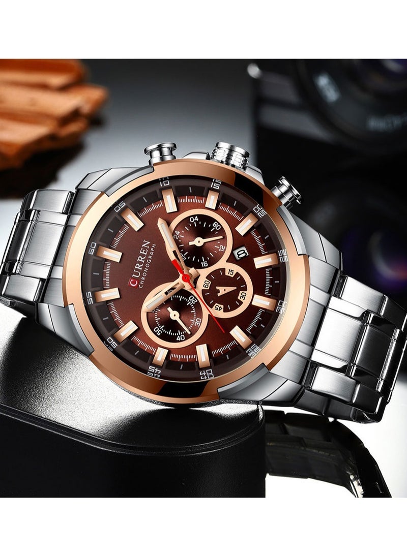 CURREN URREN 8361 New Stainless Steel Men's Watch  Fashion Chronograph Watches Casual Sports Wristwatch Men's Clock Reloj multifunction  - Image 3