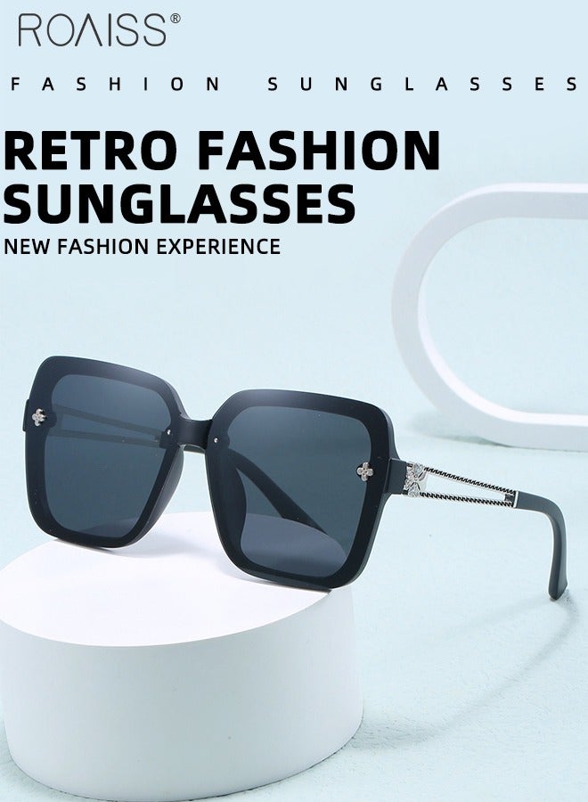 رويس نظارات شمسية مربعة مستقطبة للنساء، نظارات شمسية للحماية من الأشعة فوق البنفسجية 400 بإطار TR ومعدني، نظارات شمسية عصرية مضادة للتوهج للقيادة والصيد والسفر، مقاس 65 مم - Image 3
