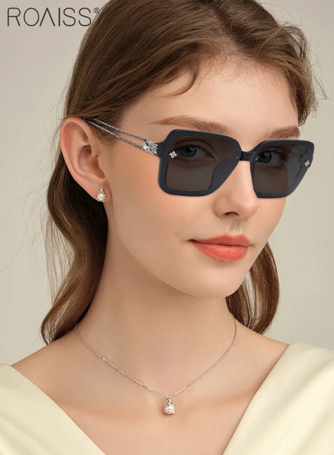 رويس نظارات شمسية مربعة مستقطبة للنساء، نظارات شمسية للحماية من الأشعة فوق البنفسجية 400 بإطار TR ومعدني، نظارات شمسية عصرية مضادة للتوهج للقيادة والصيد والسفر، مقاس 65 مم - Image 2