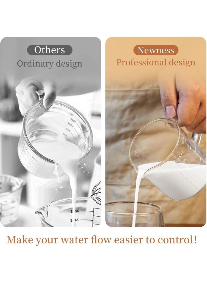 Newness Newness Glass Measuring Cup with Handle, 300 ML (0.3 Liter, 1 1/4 Cup) Measuring Cup with Three Scales (OZ, Cup, ML/CC) and V-Shaped Spout, Measuring Beaker for Kitchen or Restaurant, Easy to Read  - Image 2