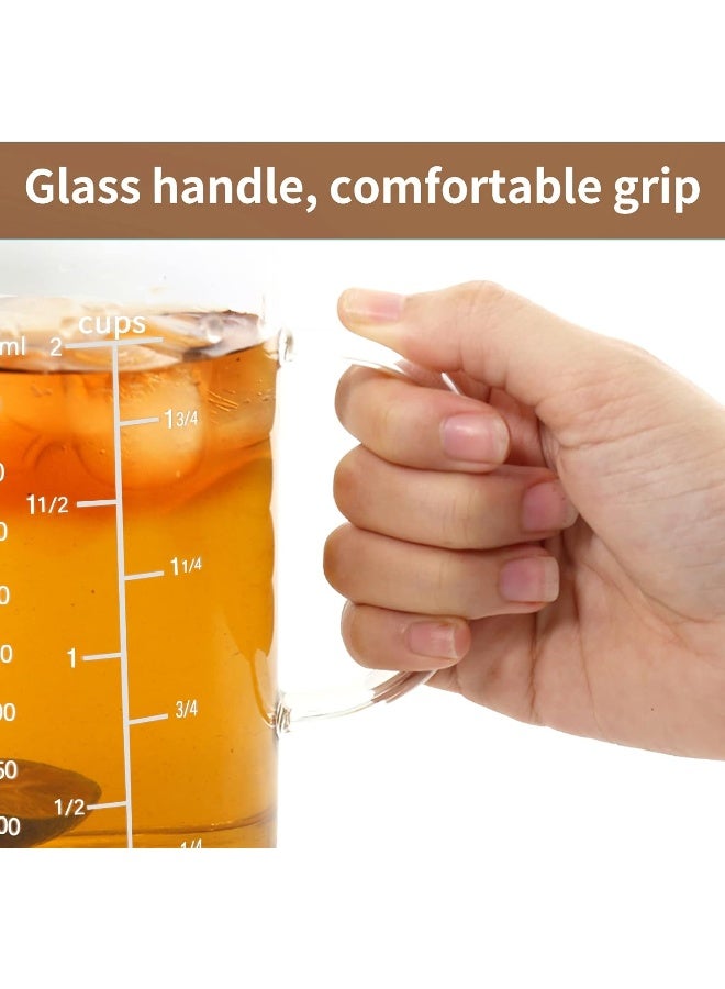 Newness Glass Measuring Cup with Handle, 300 ML (0.3 Liter, 1 1/4 Cup) Measuring Cup with Three Scales (OZ, Cup, ML/CC) and V-Shaped Spout, Measuring Beaker for Kitchen or Restaurant, Easy to Read