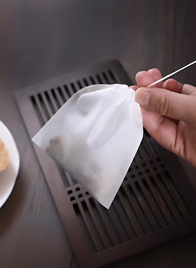 200 Pieces (100 Small + 100 Large) Empty Disposable Tea Filter Bags, White Cotton Tea Bags Airtight with Drawstring for Loose Leaf Tea, Coffee, Herbs, Spices, Soup Flavor Packets, etc., with Drawstring  - Image 2