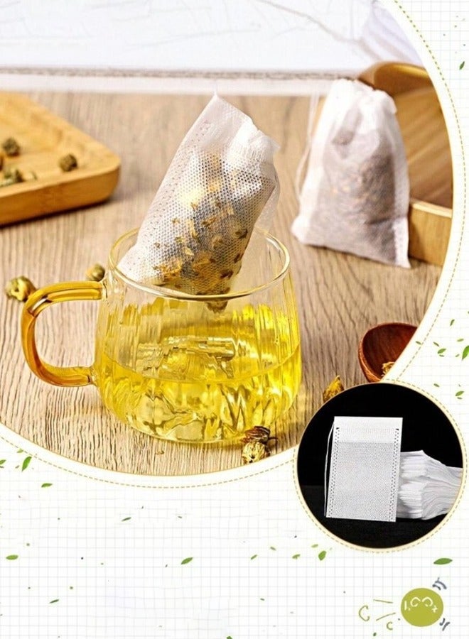 200 Pieces (100 Small + 100 Large) Empty Disposable Tea Filter Bags, White Cotton Tea Bags Airtight with Drawstring for Loose Leaf Tea, Coffee, Herbs, Spices, Soup Flavor Packets, etc., with Drawstring  - Image 4