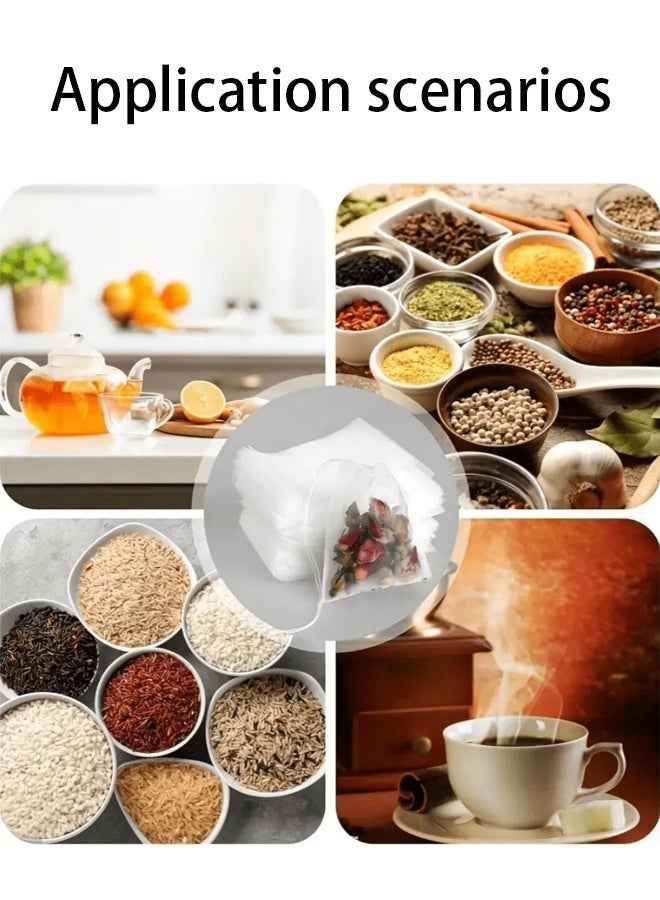 200 Pieces (100 Small + 100 Large) Empty Disposable Tea Filter Bags, White Cotton Tea Bags Airtight with Drawstring for Loose Leaf Tea, Coffee, Herbs, Spices, Soup Flavor Packets, etc., with Drawstring  - Image 3
