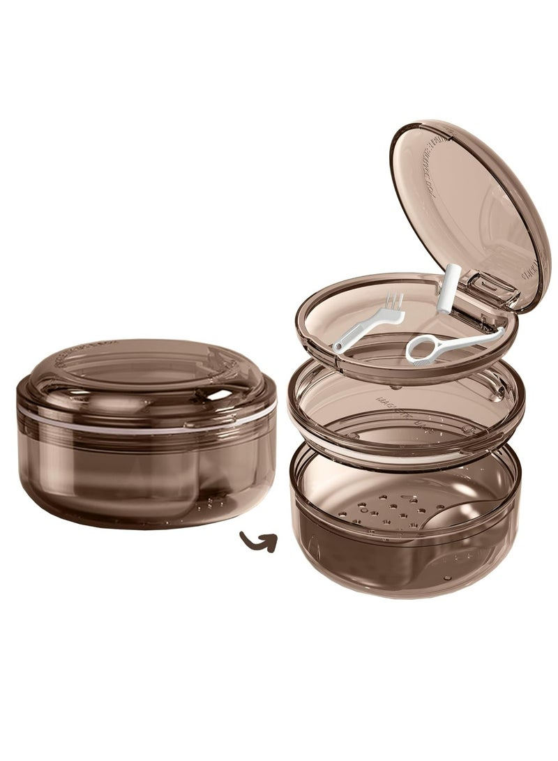 Oasisgalore Large Clear Retainer Case with Strainer, D Black Denture Bath Box for Travel & Cleaning. - Image 1