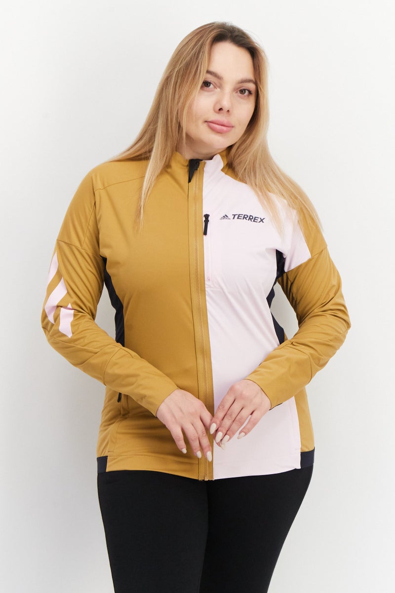 Adidas Women Sportswear Fit Long Sleeve Training Jacket, Brown Combo - Image 1