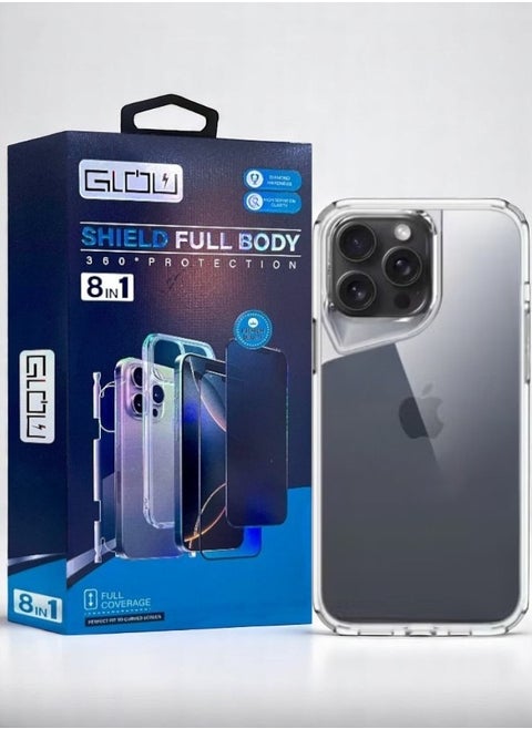 بكج الحماية القوي لـ آيفون 16 برو (iPhone 16 Pro) بكج بحلة جديدة و حماية كاملة لهاتفك مع جراب يدعم الشحن اللاسلكي MageSafe من جلو  (8in1)
