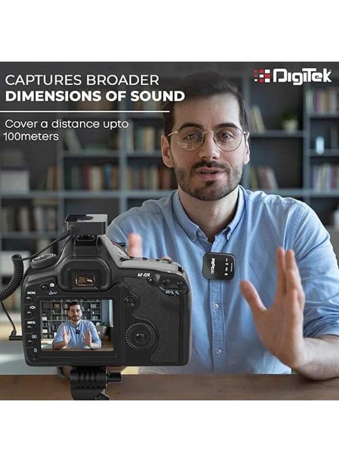 Digitek Renewed - DWM 101 Wireless Microphone System With ANC Noise Reduction - Black - Image 5