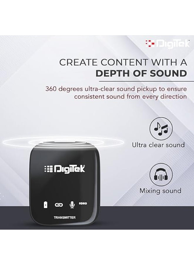 Digitek Renewed - DWM 101 Wireless Microphone System With ANC Noise Reduction - Black - Image 3