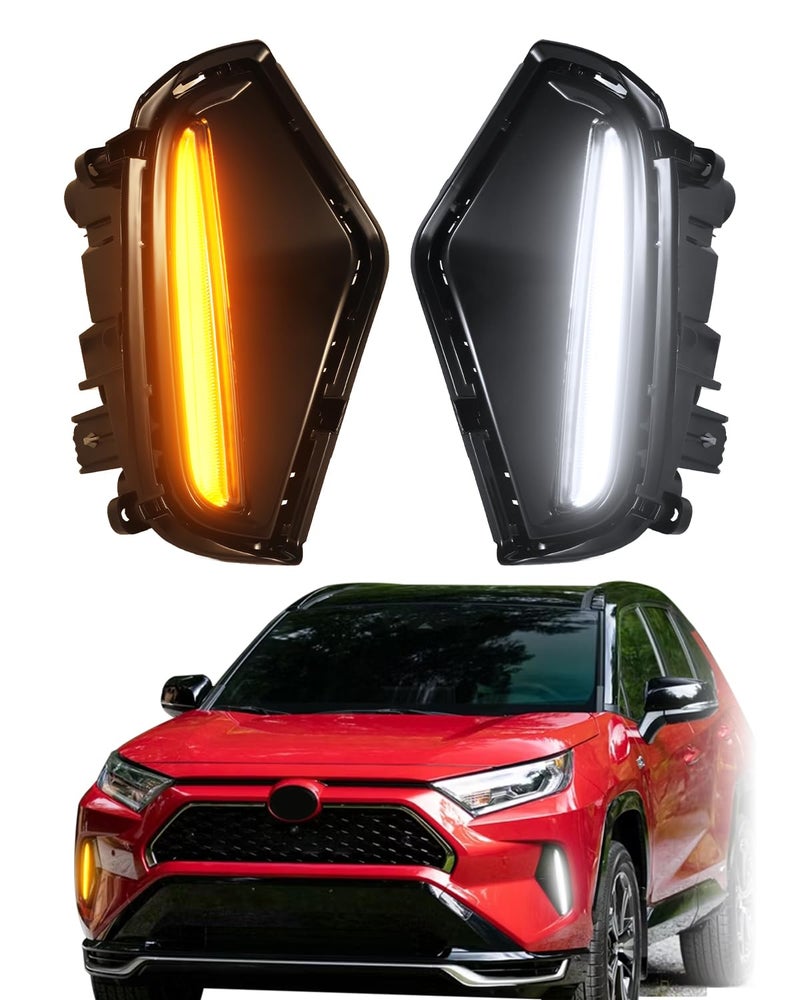 TBHOO LED Fog Lights Kit for Toyota RAV4 20192025 LE XLE Hybrid SE XSE DRL Daytime Running Lights Amber Turn Signal Fog Lamps Assemblies