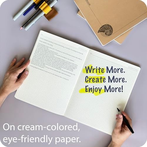 le vent A4 Grid Notebook Set – 4 Pack Graph Paper Journals, 100 Pages, 100gsm, Lay Flat, Eco-Friendly, 8.5x11 Hardcover Look for School, Office, Engineers & Students - Image 2