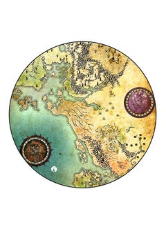 Map Printed Mouse Pad  Round  Multicolour