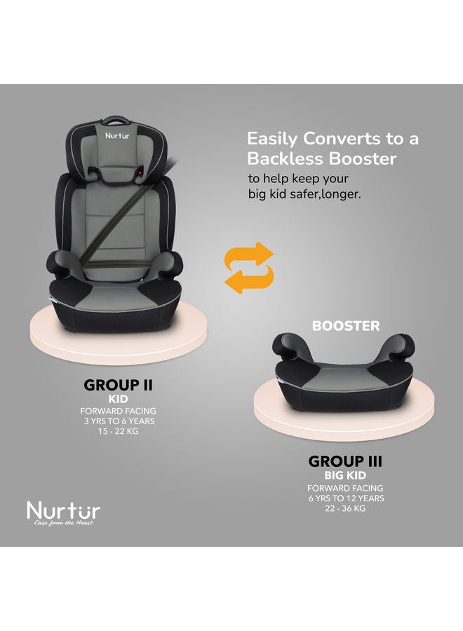 Nurtur Jupiter BabyKids 3in1 Car Seat Booster Seat Adjustable Backrest Extra Protection 5Point Safety Harness 9 months to 12 years Upto 36kg Official Product - Image 3
