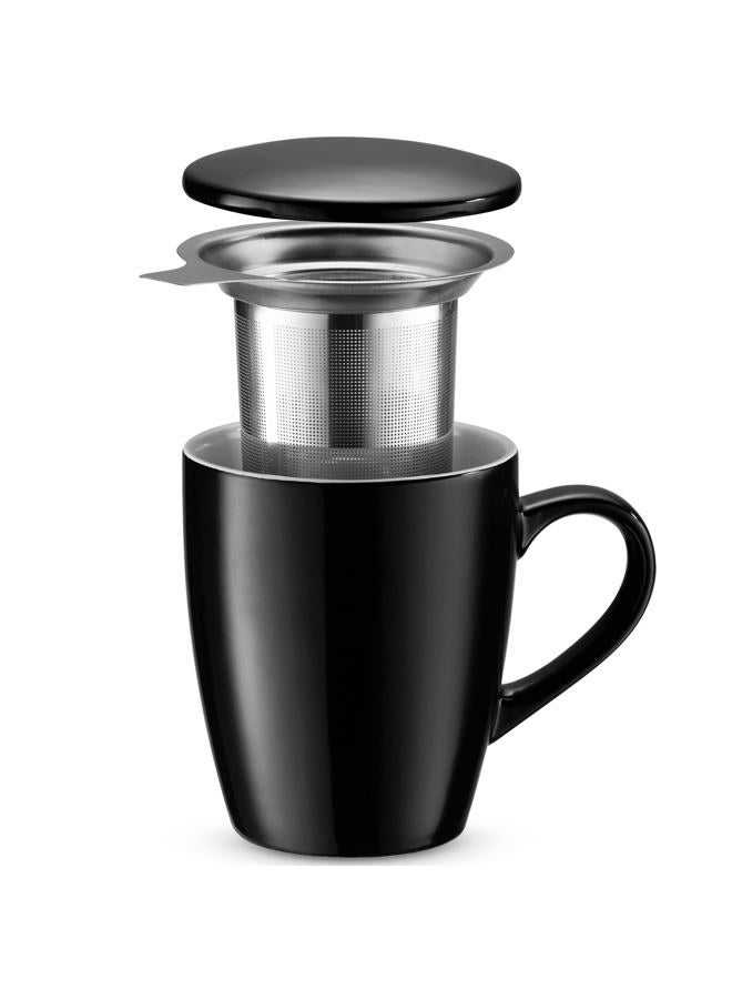 Godinger Tea Cup with Lid and Infuser, Porcelain Teacups with Stainless Steel Filter, Tea Mugs, Tea Gifts for Tea Lovers, Set of 2, 15oz - Image 2