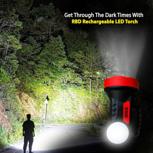 RBD Chowkidar 2.0 Powerful Torch | 4000mAh Battery 3.7V | 700 Meter Long Range | Tough & Shockproof Body | Type-C Fast Charger | Heavy Duty LED Flashlight for Outdoor & Security Use - Image 5