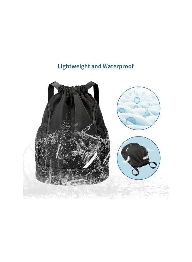 PROMASS Drawstring Backpack Water Resistant String Bag Gym Sports With Shoe Compartment Side Mesh Pockets For Women Men - Image 4