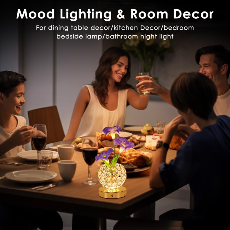 Lazzgan Morning Glory Flower Lamp, Rechargeable Cordless Touch Table Lamp, 3 Color Dimmable LED Night Light, Bedroom Bedside Touch Nightstand Lamp Artificial Flowers Housewamring, Gifts for Women Mom - Image 5