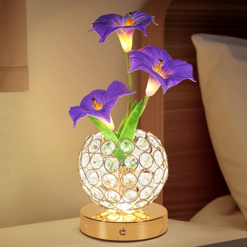 Lazzgan Morning Glory Flower Lamp, Rechargeable Cordless Touch Table Lamp, 3 Color Dimmable LED Night Light, Bedroom Bedside Touch Nightstand Lamp Artificial Flowers Housewamring, Gifts for Women Mom - Image 1