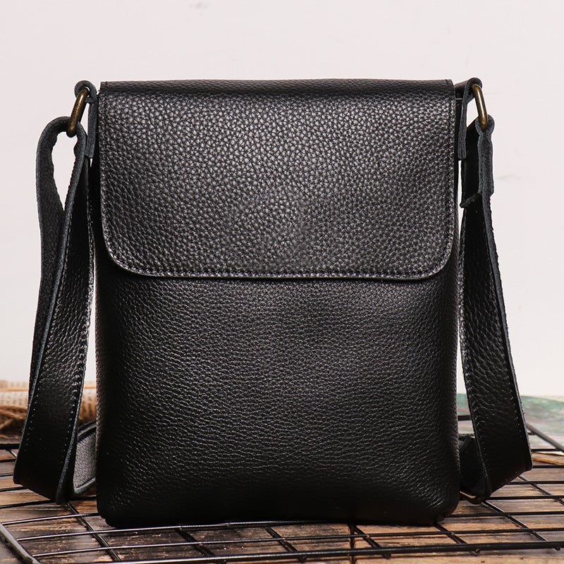 Dropshipping New Retro Crazy Horse Cowhide Shoulder Bag Simple Crossbody Bag Genuine Leather Men'S Bag Large Capacity Ipad Bag - Image 4