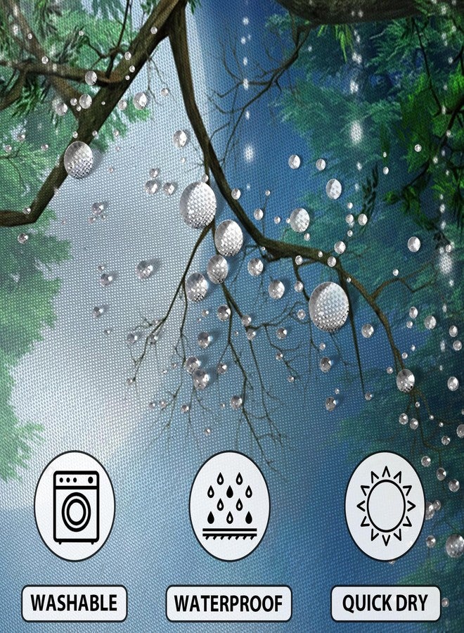 Renaiss 72x72 Inches Enchanted Forest Shower Curtain Fairy Tales Magic Tree Full Moon Lanterns Jungle Fantasy Wonderland Shower Curtains for Bathroom Decor Waterproof Polyester with Hooks - Image 4