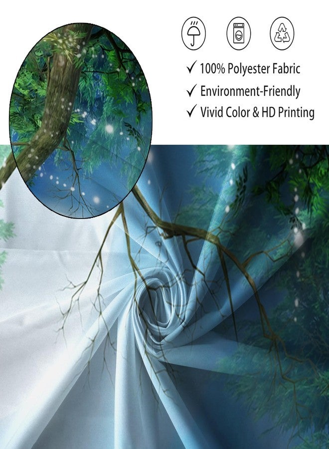 Renaiss 72x72 Inches Enchanted Forest Shower Curtain Fairy Tales Magic Tree Full Moon Lanterns Jungle Fantasy Wonderland Shower Curtains for Bathroom Decor Waterproof Polyester with Hooks - Image 3