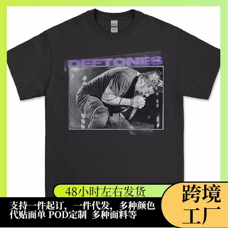 Vintage Loose Men T-Shirts Horror Deftones Skull T Shirt Ca - Image 3