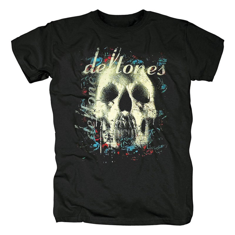Vintage Loose Men T-Shirts Horror Deftones Skull T Shirt Ca - Image 5