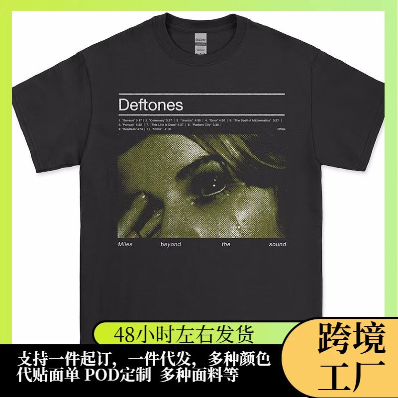 Vintage Loose Men T-Shirts Horror Deftones Skull T Shirt Ca - Image 2