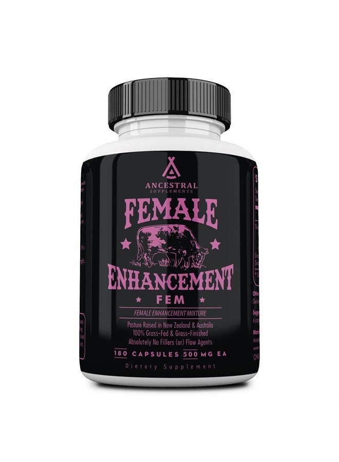 Ancestral Supplements Grass Fed FEM Liver Supplement for Women with Collagen, CoQ10, Vitamin B12, Joint Support Bone Marrow Capsules for Energy, Immunity, Pasture Raised, NonGMO, 500mg Each, 180 Count - Image 1