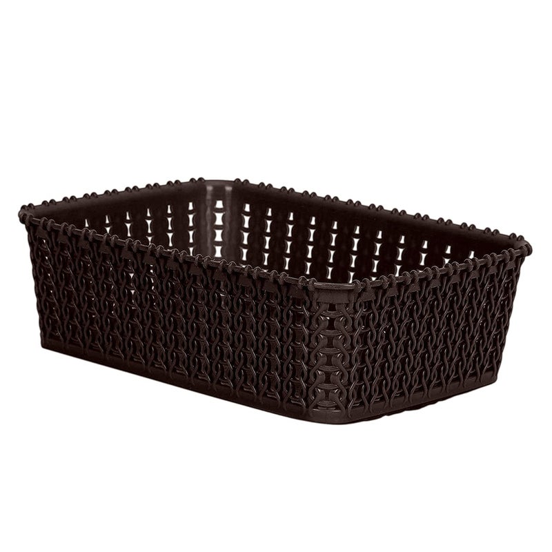 Kuber Industries Kuber Industries Multipurposes Small M 15 Plastic Basket, Organizer for Kitchen, Countertops, Cabinets, Bathrooms Without Lid- Pack of 3 (Brown & Grey & Brown) -46KKM0130, Standard  - Image 3
