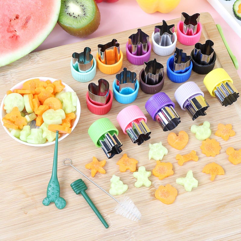 CECIAOAIME Mini Cookie Cutter Set 30 pcs for Kids Vegetable Cutters and Fruit Stamp Mold Different Shapes and Sizes Stainless Steel - Image 2
