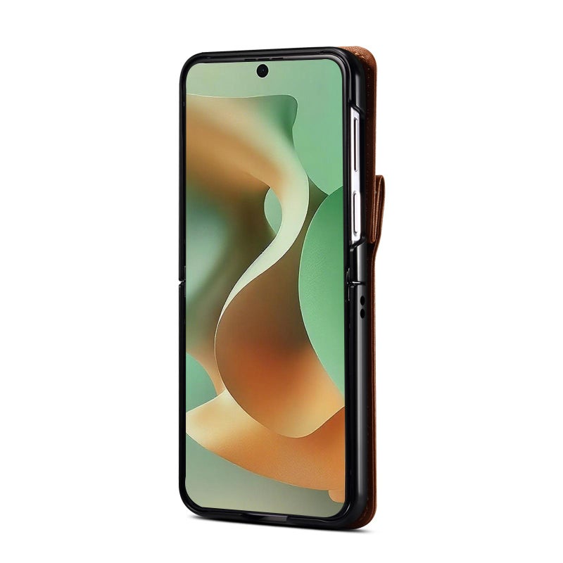 إيروريكس جراب هاتف موتورولا رازر 60 / رازر 2025 المصنوع من الجلد القابل للطي مع حبل طويل (بني) - Image 4