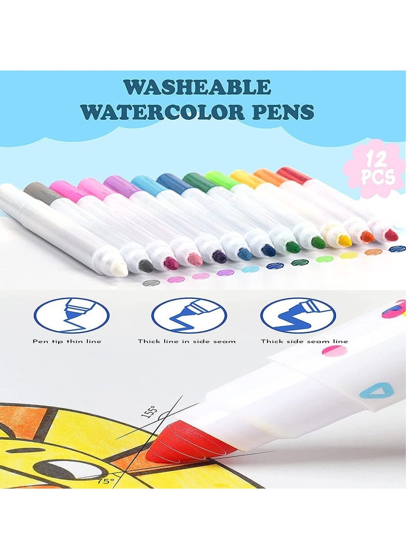 Bebiland - 14 Pages Portable Erasable Drawing Pad Reusable Sketchpad Painting Book with 12 Colored Erasable Pens for Kids Toddlers Cat - Image 1