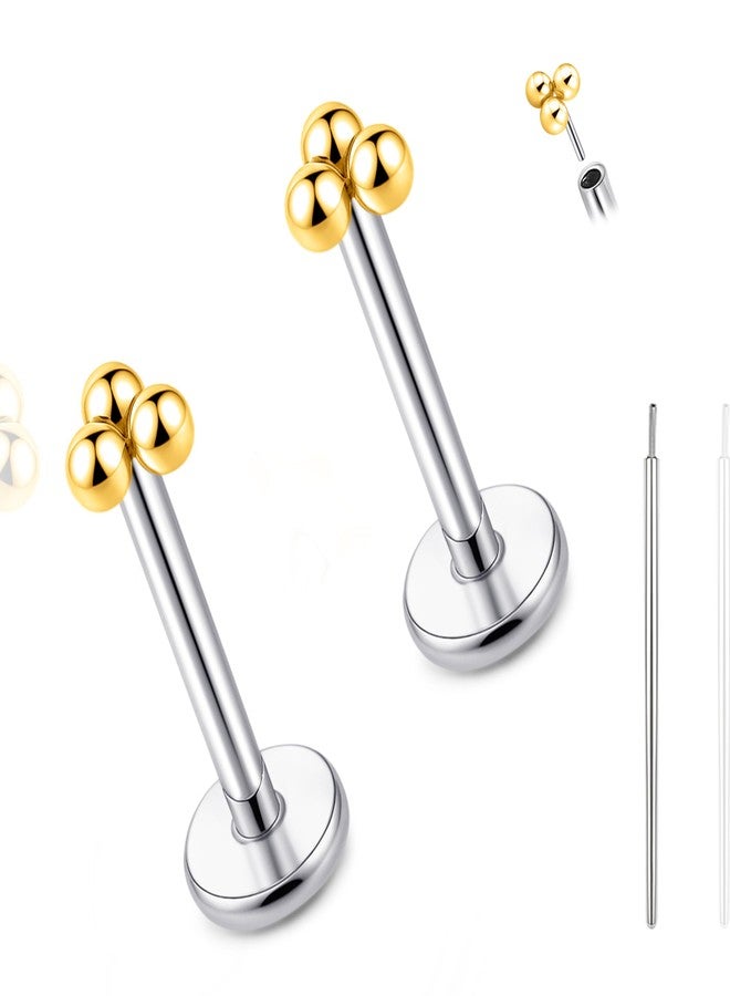 limerencia Titanium Threadless Flat Back Earrings Stud, 20G Press Fit Titanium Push Pop in Cartilage Tragus Labret Lip Medusa Conch Body Piercing Jewelry Hypoallergenic for Women Men, Titanium, no - Image 1