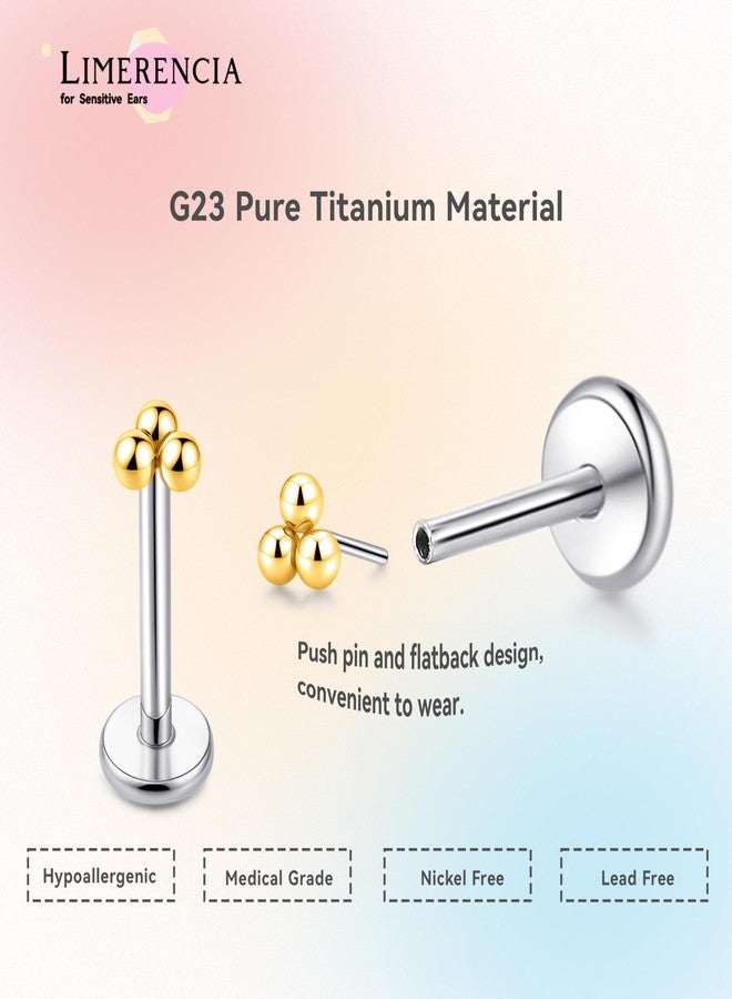limerencia Titanium Threadless Flat Back Earrings Stud, 20G Press Fit Titanium Push Pop in Cartilage Tragus Labret Lip Medusa Conch Body Piercing Jewelry Hypoallergenic for Women Men, Titanium, no - Image 5