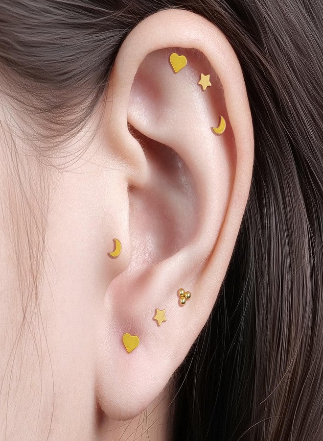 limerencia Titanium Threadless Flat Back Earrings Stud, 20G Press Fit Titanium Push Pop in Cartilage Tragus Labret Lip Medusa Conch Body Piercing Jewelry Hypoallergenic for Women Men, Titanium, no - Image 3