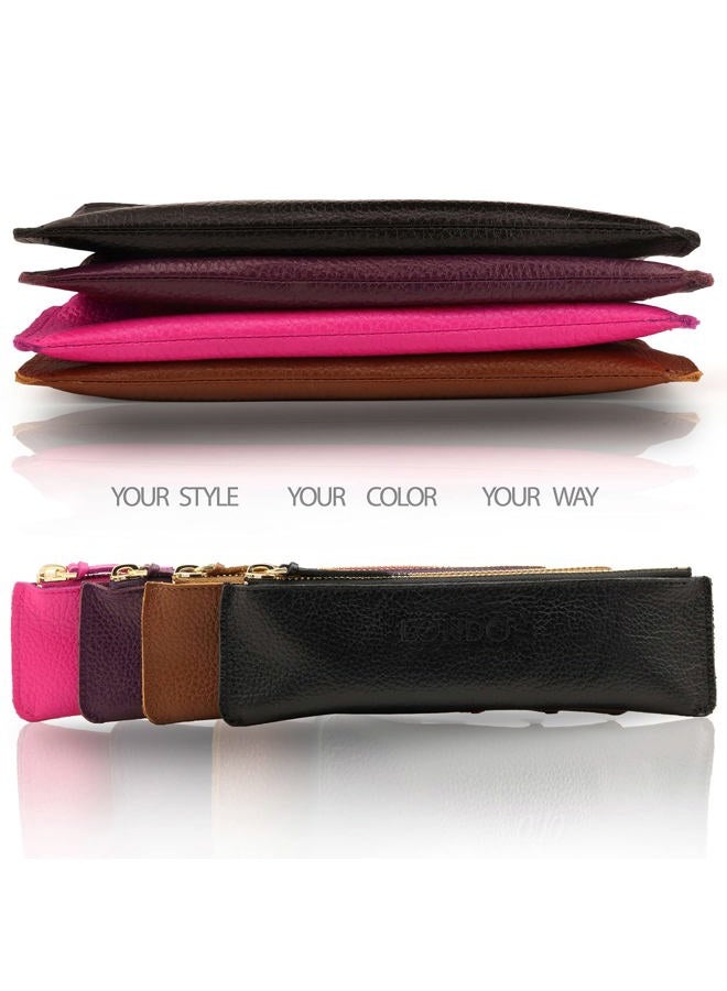 LONDO Genuine Leather Pen Case with Zipper Closure, Pencil Pouch Stationery Bag, OTTO251 - Image 4