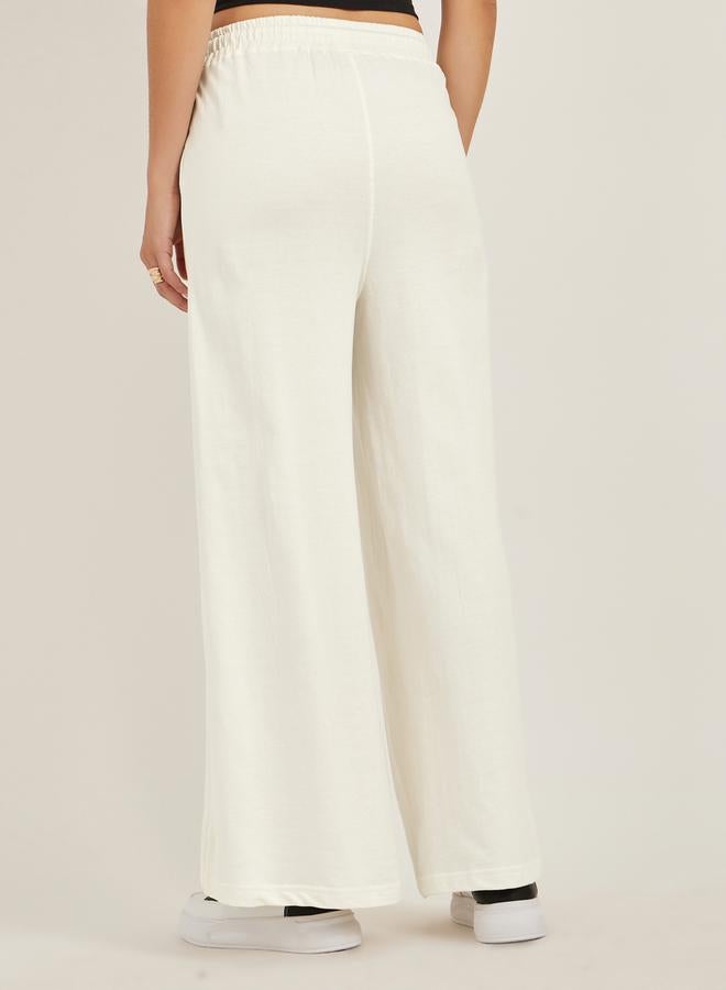 Styli Embossed Hem Wide Leg Joggers with Drawstring Waist - Image 5