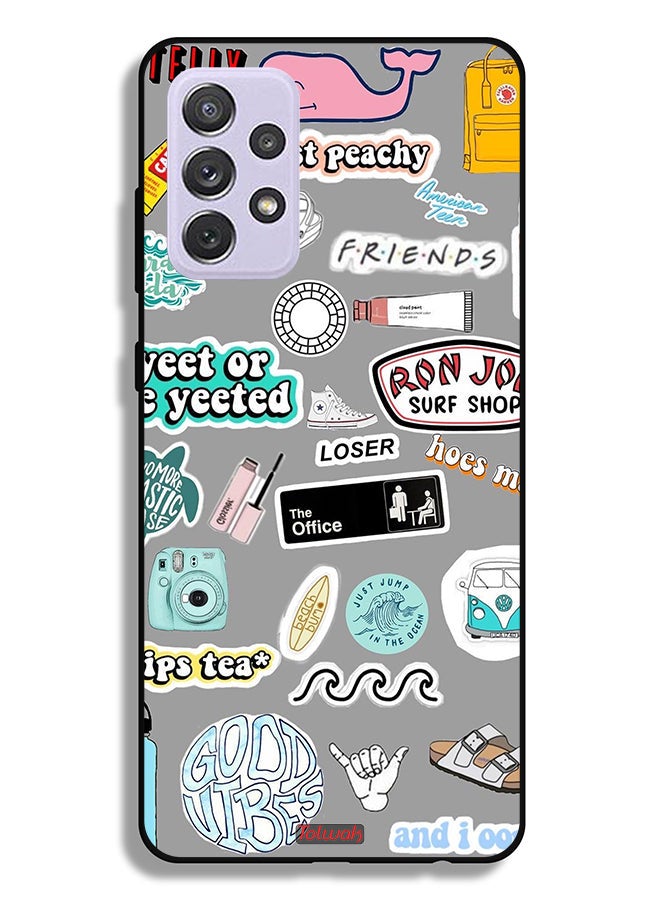 Tolwak Samsung Galaxy A72 5G Protective Case Cover Good Vibes Stickers - Image 1
